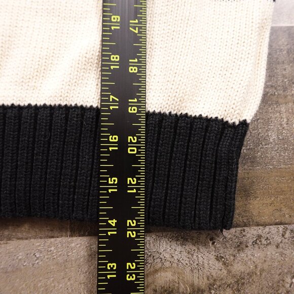 Polo Ralph Lauren Unisex Cream & Black Striped Cotton Half-Zip Sweater Size L - Picture 7 of 10